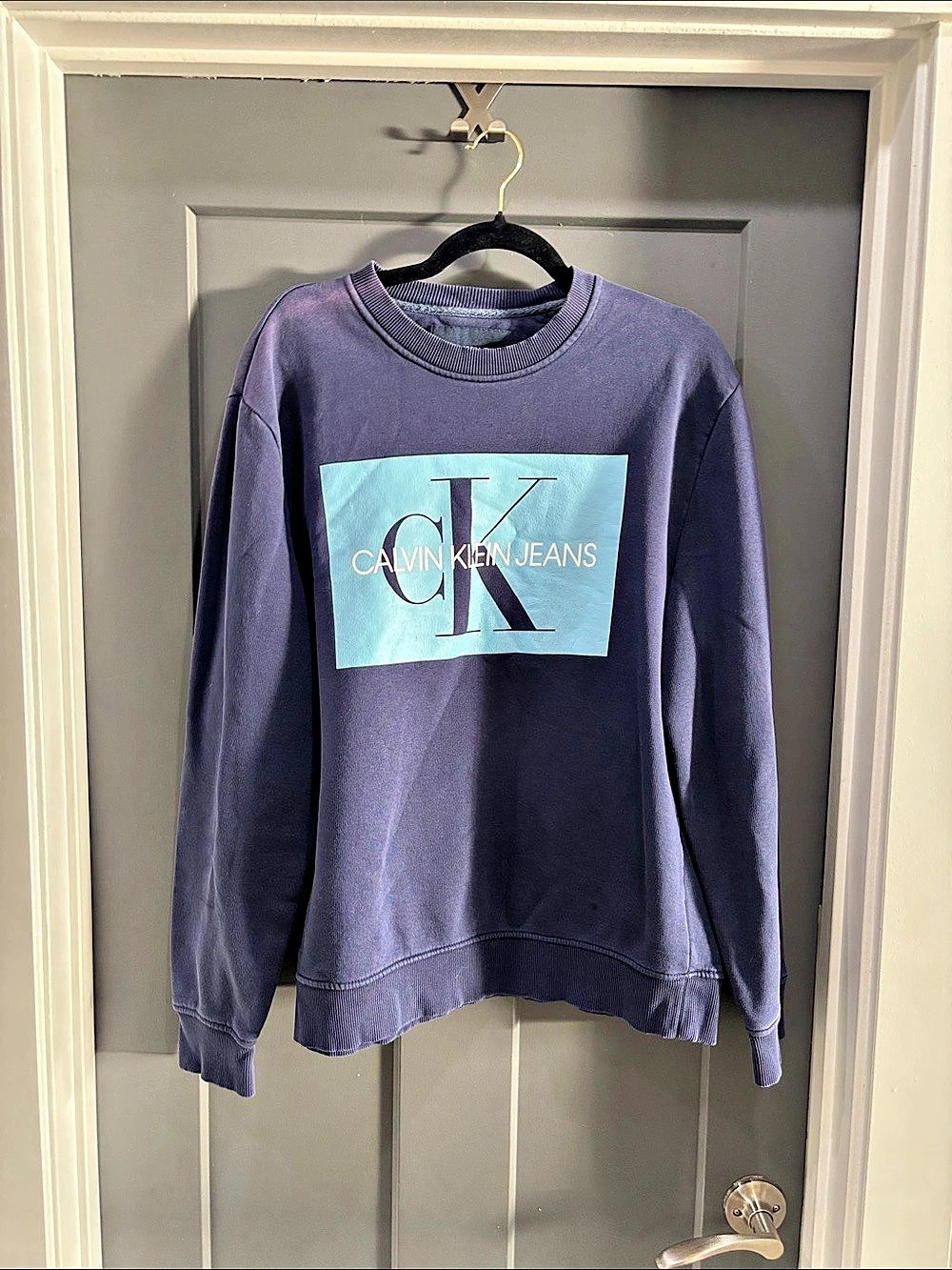 Calvin Klein Jeans Box Logo Crewneck Sweatshirt Purple XL